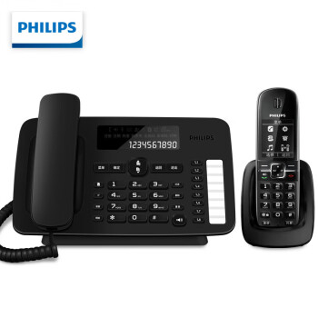 飞利浦（PHILIPS）数字无绳电话机无线座机子母机内线通话固定电话 DCTG496一拖一黑色