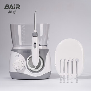 拜尔（BAIR） 600ML家庭装冲牙器台式插电洗牙器家用台式洁牙机水牙线牙齿清洁器 H6白色 5支喷头