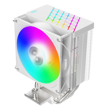 超频三（PCCOOLER）红海H4炫彩 白色CPU风冷散热器（4热管/PWM风扇/顶盖发光/支持12/13代1700/AM4/AM5/133mm高度）