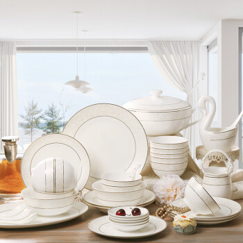 洛威 餐具套装 陶瓷器 碗碟套装 韩式家用结婚送礼 布拉格之恋58件套 单件