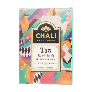 Chali绿茶红茶乌龙茉莉组合T15缤纷组合 48g（15包/盒）袋泡茶三角茶包