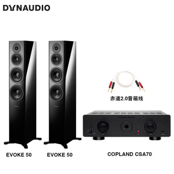 丹拿（DYNAUDIO）HiFi音响功放套装 重现Evoke 50无源落地音箱 黑色+CSA70合并式功放+Atlas赤道音箱线