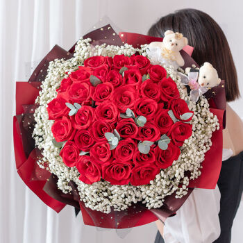爱花居鲜花速递33朵红玫瑰生日礼物求婚送女生全国同城配送|AA01