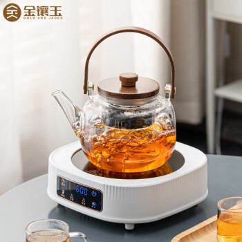 金镶玉茶具电陶炉煮茶烧水蒸煮茶器茶壶 玻璃家用办公围炉 戈米香岚套装