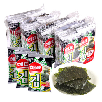 海牌菁品 韩国进口 原味海苔2g*32包 儿童即食紫菜64g四大袋 海味休闲零食