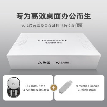 科大讯飞（iFLYTEK）录音降噪会议耳机Nano+ 无线蓝牙耳机会议狗套装 主动降噪 同传听译 录音转文字 苹果华为通用