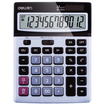 得力 计算器1654 太阳能办公财务会计用计算机大屏高颜值计算器 桌面计算器