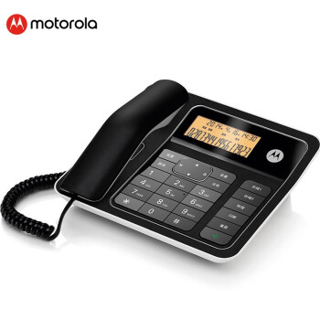 摩托罗拉（Motorola）CT330C固定有绳电话机/座机来电显示橙色背光双接口免提大屏幕家用办公座机(黑色)