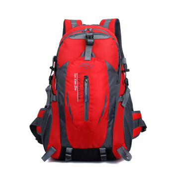户外尖锋（HU WAI JIAN FENG）大容量户外休闲旅行双肩包男女同款防泼水运动登山野营背包红色