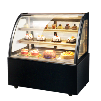 乐创（lecon） 蛋糕柜展示柜商用水果保鲜柜冷藏寿司饮料熟食玻璃(黑色弧形1.8米落地式)YM-FLZG-18