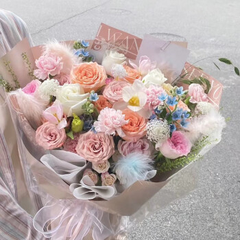 520鲜花同城配送创意卡布奇诺玫瑰花束生日礼物纪念日送女友老婆