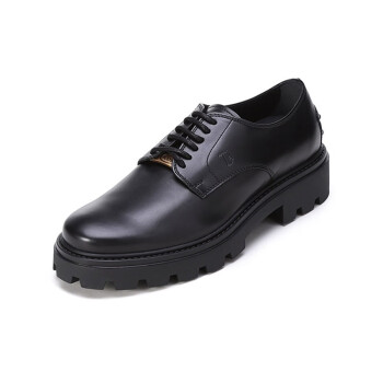 TOD'S托德斯 男士黑色皮革系带厚底鞋牛津鞋皮鞋 XXM08J00C20D90B999 8码