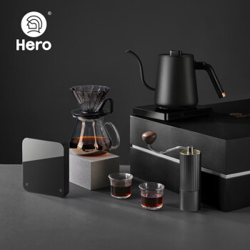 Hero甄享进阶版+手冲咖啡壶礼盒手摇磨豆机咖啡滤杯温控壶手冲壶套装
