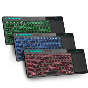 Rii K18 Plus无线键盘彩色背光带智能触摸面板触控办公可充电键盘 适用于电脑笔记本带锂电池
