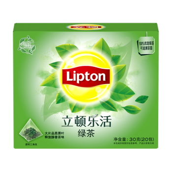 立顿（Lipton）茶叶2021年绿茶安徽黄山乐活三角茶包袋泡双囊茶包1.5g*20