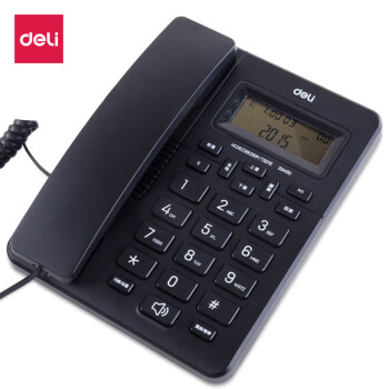 得力（deli)33490电话机 座机 固定电话 办公家用 免提座机 大字按键 黑色
