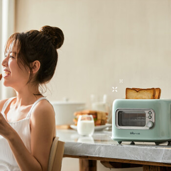 小熊（Bear）面包机 多士炉可视炉窗烤面包片机早餐轻食机 家用多功能2片双面速烤吐司机DSL-C02P8 RY