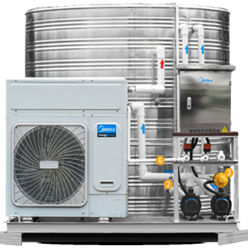 美的空气能热水器一体机商用家用空气能热水器空气源热泵低温机3匹2吨 RSJ-100/MN1-5R0 包3米安装