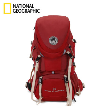 国家地理National Geographic登山包背包户外旅行包防泼水双肩包轻便徒步背包60L 红色