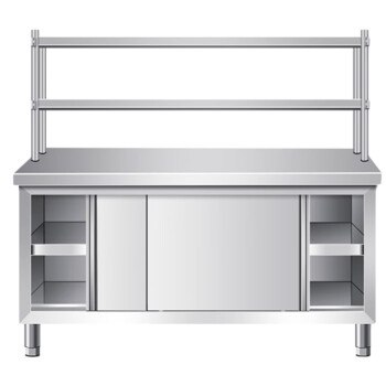 苏勒不锈钢工作台带立架厨房操作台储物柜切菜桌子商用台面案板柜烘焙
