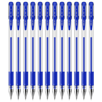 得力(deli)中性笔6600ES蓝色0.5mm子弹头学生用笔商务办公签字笔经济适用12支装