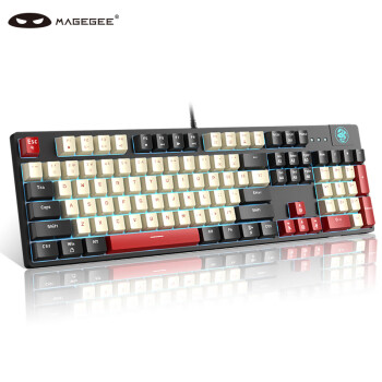 MageGee 机械战甲 颜值背光键盘 104键键帽拼装键盘 有线游戏电竞机械键盘 台式电脑键盘 黑白混搭 红轴
