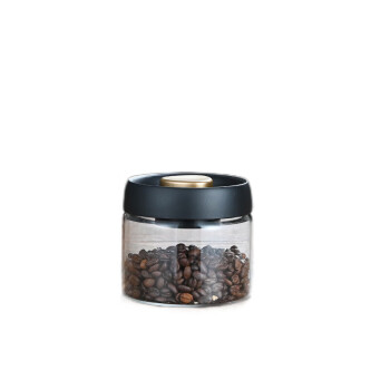 冰悦咖啡罐防潮保鲜收纳罐透明玻璃茶叶罐密封储物罐 500ml（黑金盖）