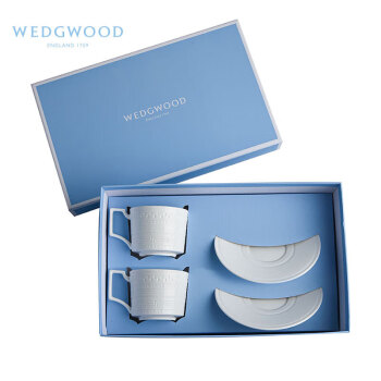 WEDGWOOD威基伍德 意大利浮雕2杯2碟组盒套装欧式骨瓷咖啡杯碟礼盒