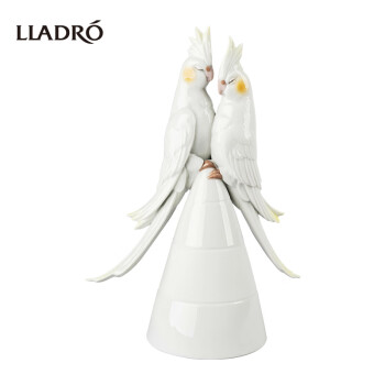 lladro雅致双宿双飞玄凤鹦鹉对偶亮面配哑光