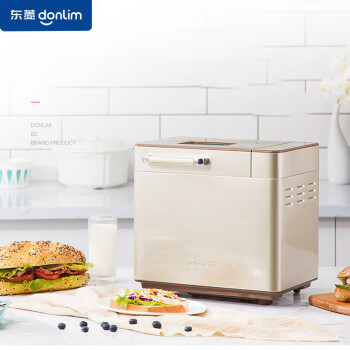 东菱（Donlim）面包机 全自动 和面机 家用 揉面机 可预约智能投撒果料烤面包机DL-TM018【金色】