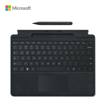 微软 Surface Pro 典雅黑特制版专业键盘盖+超薄触控笔2 适用Pro 9/Pro 8 Alcantara材质 磁性吸附接口