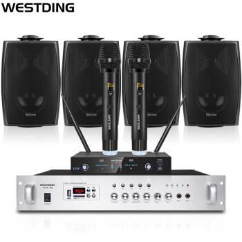 威斯汀（WESTDING）V1公共广播壁挂音响 挂壁音箱会议套装 背景音乐系统话筒大功率分区功放 黑色