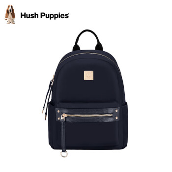 暇步士（Hush Puppies）双肩包女书包休闲通勤多功能包包女包旅行百搭大容量背包女 蓝色