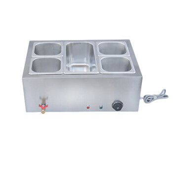 苏勒    快餐保温台不锈钢售饭台商用台式小型电加热多功能保温汤菜池厨房   1格5盒（含汤盆、盖子）