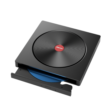 绿巨能（llano）type-c移动光驱 笔记本外置光驱 刻录机 USB/type-c笔记本光驱 CD/DVD高速刻录机 复古黑胶款