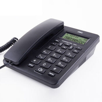 得力 deli 33490 电话机座机固定电话办公免提通话大字按键来电显示 黑色（单位：台）