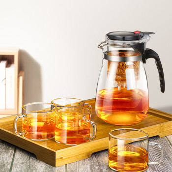 绿珠 1000ml飘逸杯玻璃茶具整套泡茶壶煮茶器耐热玻璃茶壶茶杯Q739