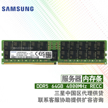 SAMSUNG三星 服务器内存条 DDR5 64G 2R×4 4800MHz RECC RDIMM