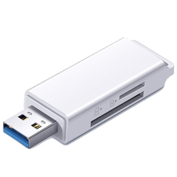 JUNLRFPH 读卡器多功能二合一USB3.0高速读取 支持TF/SD型相机行车记录仪内存卡 双卡双读 白色 40753