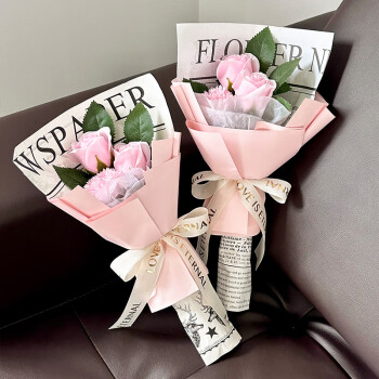 初朵3朵玫瑰花康乃馨花束鲜香皂花同城配送母亲节护士节礼物520情人节