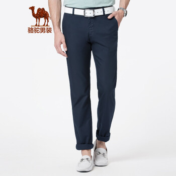 骆驼（CAMEL）男装 春季青年中腰直筒轻薄休闲裤男士纯色透气长裤 深蓝 31