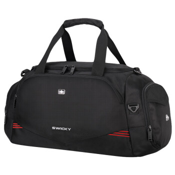瑞驰（SWICKY）手提包运动健身包男士行李包出差旅行袋干湿分离大容量旅游包黑色