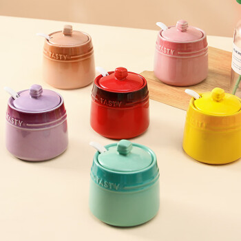 致年华（zhinianhua） 调料盒 渐变彩虹陶瓷调料盒 家用盐罐糖罐调味罐 2个起购 DO