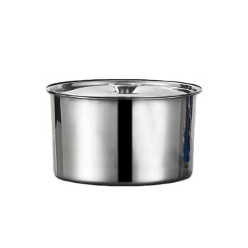 希娣恩 不锈钢圆形桶储物罐 家用调料盆味盅收纳调料盒油罐厨房调料罐带盖 24cm特厚盆子（无盖） 
