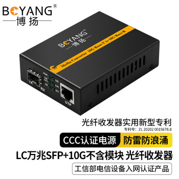 博扬 万兆光纤收发器 SFP+10G光电转换器 LC接口不含模块（含电源）基站服务器专用 一台BY-WG915
