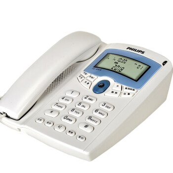 飞利浦 电话机座机 固定电话 办公家用 免电池 来电显示 双插孔 TD-2816 (白色)