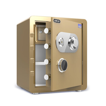 双宝塔 机械锁保险柜45cm 小型全钢保险柜办公密码箱 单门保管箱 土豪金色