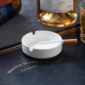 象顿(XIANDUN) 烟灰缸创意个性潮流家用办公室极简商用陶瓷中式酒店专用 3.5英寸圆形烟灰缸 (约8.8cm)10个装