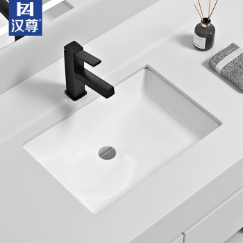 汉尊hanzun陶瓷台下盆洗手洗脸卫生间嵌入式方形椭圆家用池小尺寸陶瓷