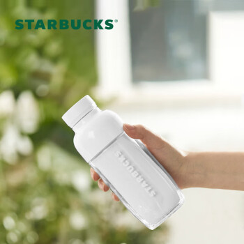 星巴克（Starbucks）象牙白塑料冷水瓶414ml简约带盖便携大容量运动水杯保冷节日送礼